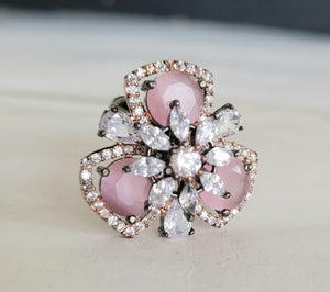 Gemzlane Pink  Diamond Adjustable Cocktail Rings