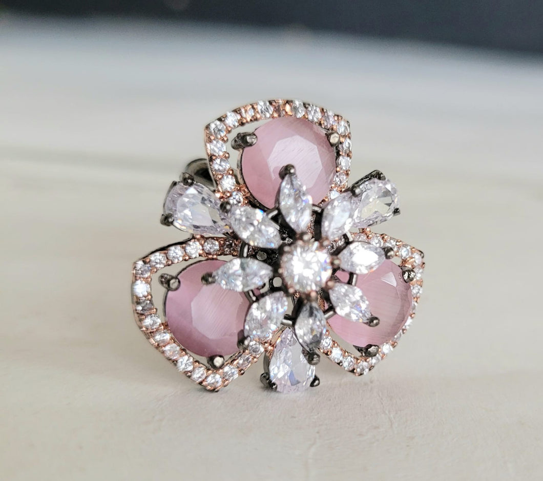 Gemzlane Pink Diamond Adjustable Cocktail Rings Gemzlane