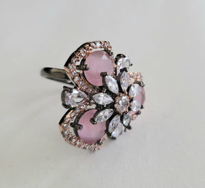 Gemzlane Pink  Diamond Adjustable Cocktail Rings