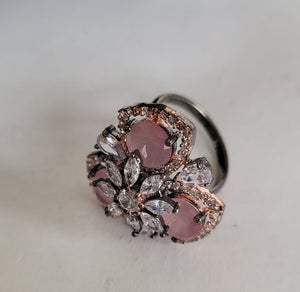 Gemzlane Pink  Diamond Adjustable Cocktail Rings