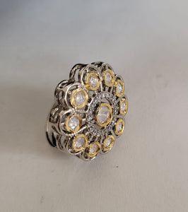 Gemzlane Fusion Floral Diamond Adjustable Cocktail Rings