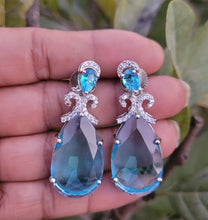 Load image into Gallery viewer, Blue Stone diamond Danglers Earrings