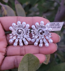 White Circular Diamond Studs Earrings