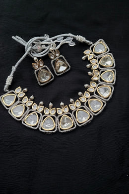 Gemzlane Fusion Kundan Polki Choker diamond Necklace set