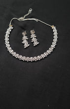 Load image into Gallery viewer, Sleek silver plated Cubic zirconia Diamond Necklace set