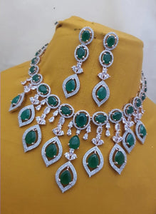 Kiaraa green Cubic zirconia  Diamond Necklace set
