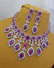 Load image into Gallery viewer, Ruby Red Cubic zirconia  Diamond Necklace set