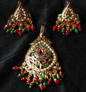 Gemzlane multi stones jadau pendant necklace set - Necklace set