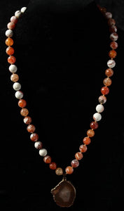 Gemzlane statement semiprecious stone fashion necklace with traditional Indian thread - Necklace