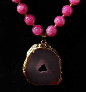 Gemzlane statement semiprecious stone pendant necklace - Necklace
