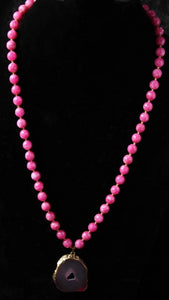 Gemzlane statement semiprecious stone pendant necklace - Necklace