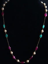 Load image into Gallery viewer, Gemzlane  semiprecious stone and pearls chain necklace - Necklace