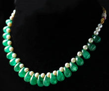 Load image into Gallery viewer, Gemzlane statement precious emerald drops and real pearls necklace set with matching earrings - Necklace