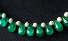 Load image into Gallery viewer, Gemzlane statement precious emerald drops and real pearls necklace set with matching earrings - Necklace