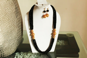Black Designer Beaded Necklace Set - Gemzlane
