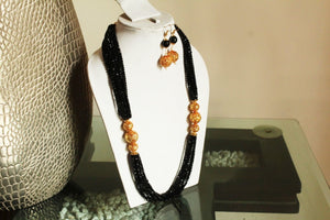 Black Designer Beaded Necklace Set - Gemzlane