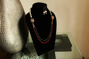 Red Green Designer Necklace set - Gemzlane