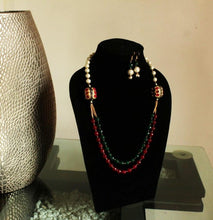 Load image into Gallery viewer, Red Green Designer Necklace set - Gemzlane