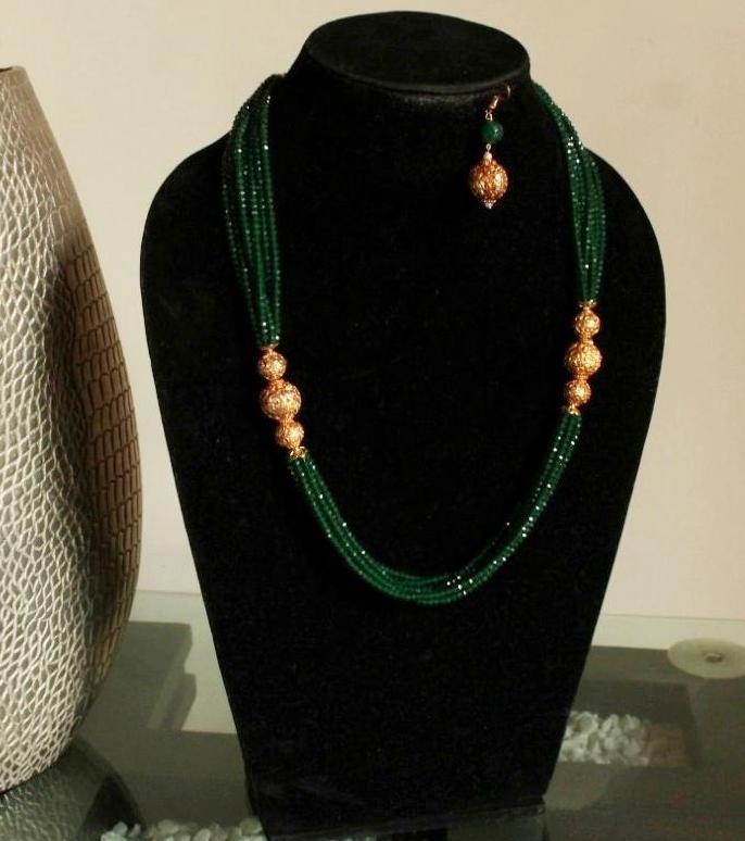 Green Designer Necklace set - Gemzlane