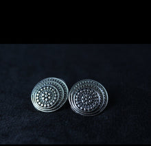 Load image into Gallery viewer, Gemzlane circular oxidized silver tone ear studs for women and girls - Gemzlane