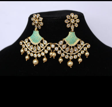 Diamond Polki  Meenakari jhumki drop earrings - Gemzlane