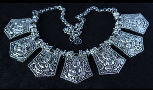 Gemzlane Oxidized Silver Temple choker fashion necklace for women and girls - Gemzlane