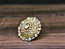 Load image into Gallery viewer, Gemzlane Gold plated  Kundan meenakari Adjustable Cocktail Ring