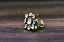 Load image into Gallery viewer, Gemzlane Kundan Adjustable Cocktail Rings for women and girls