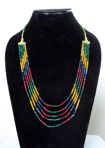 Gemzlane multi colour multi line onyx beads necklace with traditional Gemzlane