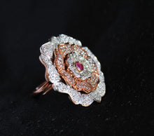 Load image into Gallery viewer, Gemzlane Rosegold plated AAA Zircon Adjustable Cocktail Rings for women and girls - Rings