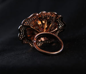 Gemzlane Rosegold plated AAA Zircon Adjustable Cocktail Rings for women and girls - Rings