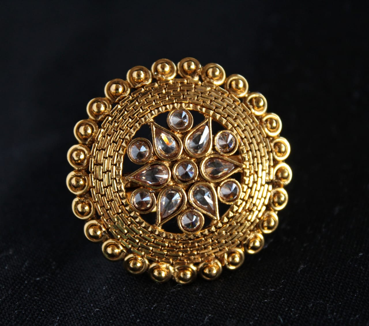 Pearl Cocktail Ring For Women | Indo-western Design | 22k Gold