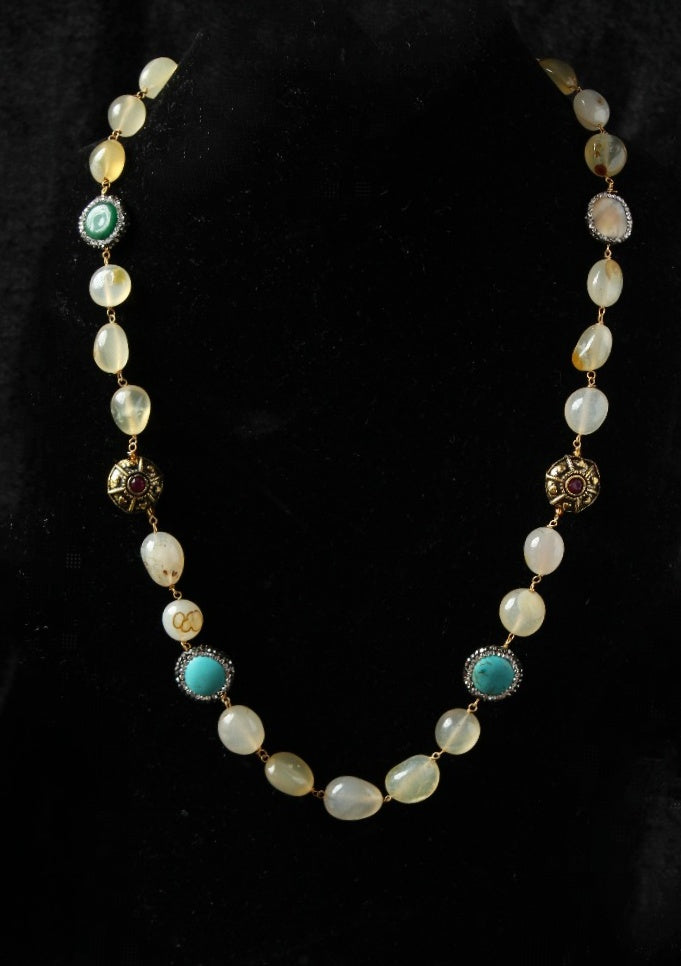 Gemzlane statement semiprecious stone fashion necklace - Necklace