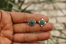 Load image into Gallery viewer, Gemzlane oxidized silver ear studs for women and girls - Earrings