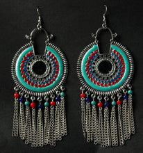 Load image into Gallery viewer, Gemzlane  oxidized multicoloured meenakari danglers earrings - Earrings