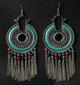 Gemzlane  oxidized multicoloured meenakari danglers earrings - Earrings