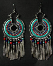 Load image into Gallery viewer, Gemzlane  oxidized multicoloured meenakari danglers earrings - Earrings