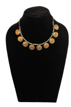 Load image into Gallery viewer, Gold Tone  Blue Brass Necklace - Gemzlane