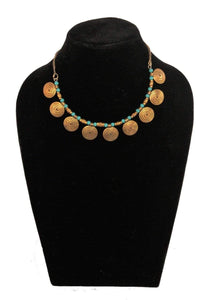 Gold Tone  Blue Brass Necklace - Gemzlane