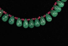 Load image into Gallery viewer, Precious ruby and emerald green drops gemstone necklace