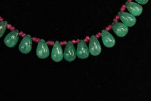 Load image into Gallery viewer, Precious ruby and emerald drops stone necklace with traditional Indian thread