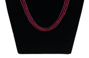 Precious 3 lineUncut Round Ruby beaded Layered  Necklace - Gemzlane