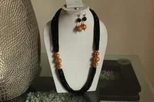 Black Designer Beaded Necklace Set - Gemzlane