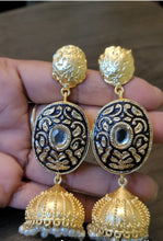Load image into Gallery viewer, Gemzlane golden jhumka earrings