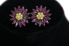 Load image into Gallery viewer, Circular Ruby and diamonds Studs Earrings - Gemzlane
