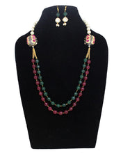 Load image into Gallery viewer, Red Green Designer Necklace set - Gemzlane