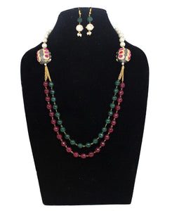 Red Green Designer Necklace set - Gemzlane