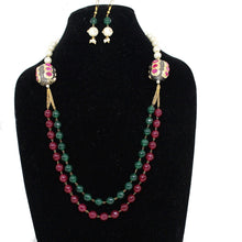 Load image into Gallery viewer, Red Green Designer Necklace set - Gemzlane