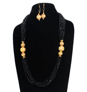 Black Designer Beaded Necklace Set - Gemzlane