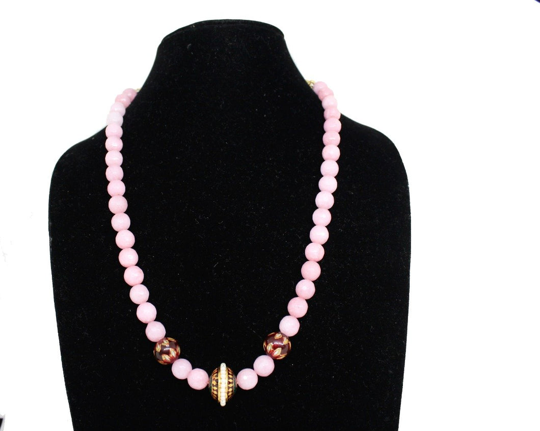 Designer Pink necklace with traditional Indian thread - Gemzlane